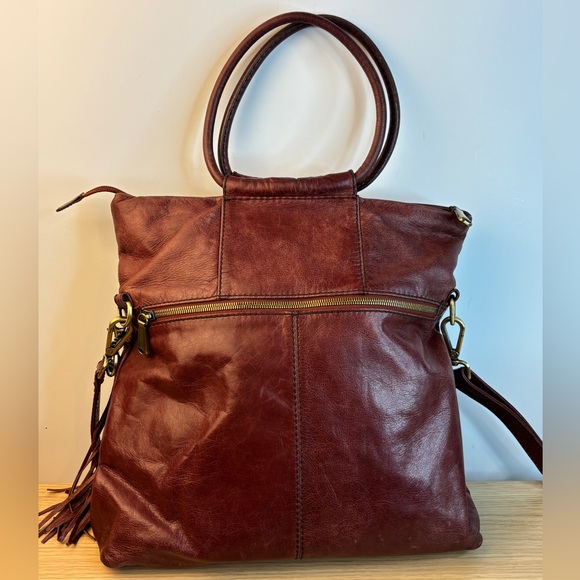 Vintage HOBO “Lennon” Deep Burgundy Leather Satchel w/ Tassel - Picture 4 of 14